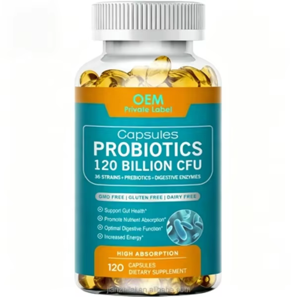 OEM 12 Billion CFU Probiotic Softgels 36 Strains Prebiotic Digestive Enzyme Supplement for Promoting Gut Health, for Adults