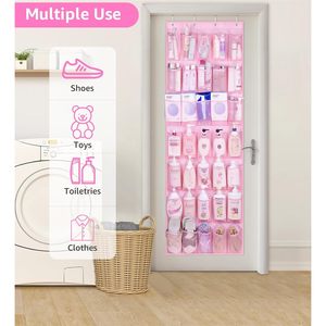 35 Pocket Over The Door <b>Shoe</b> Organizer Pink Oxford Fabric Hanging Rack For <b>Shoes</b> Toys Closet <b>Storage</b> - Product Image 5