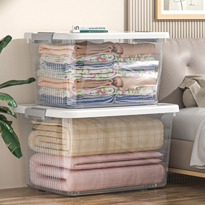 Transparent Storage <b>Box</b> With Lid Rectangle Extra Large Clothing Organizer Household Storage Container For Clothes Books <b>Toys</b> - Product Image 3