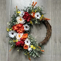 Nouvelle Guirlande Décorative Qq555 pour la Récolte d'Automne, Pivoine et Tournesol, pour Thanksgiving, Décoration Murale ou de Porte en Fleurs de Soie