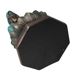 Estatua de Buda <span class=keywords><strong>Kwan</strong></span> Yin en Posición de Meditación sobre Trono de Loto, Estilo Asiático, en Polvo de Piedra de Resina - Product Image 5