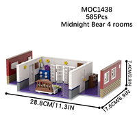 Set Mainan Blok Bangunan FNAF Room Peluches Plush Freddy Foxy, Kit DIY, Set Batu Bata MOC, Mainan Anak, Mould King MOC1438