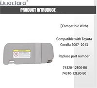 Parasol para Auto, Repuesto para Toyota Corolla 2007 2008 2009 2010 2011 2012 2013, con Lámpara y Espejo, LHD US, CA