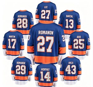 Islanders de Nueva York # 13 Barzal # 27 Lee # 14 Horvat # Camiseta de hockey sobre hielo Nelson 29 sin mangas con cuello de béisbol y estampado por transferencia térmica - Product Image 1