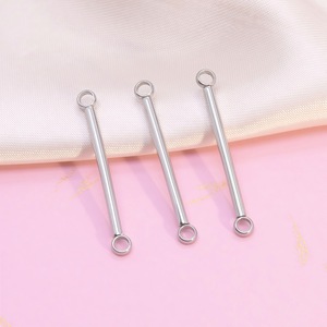 Tige droite à double trou en acier inoxydable, boucle fermée soudée, matériel de fabrication de bijoux DIY - Product Image 1