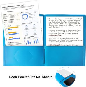 Porte-documents robuste en plastique à deux poches avec porte-cartes de visite pour bureau, lycée, entreprise, <span class=keywords><strong>CV</strong></span> - Product Image 2