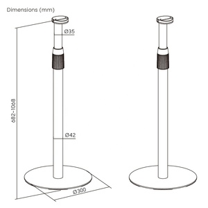 Paire de supports de sol pour haut-parleurs noirs réglables en hauteur pour Sonos Era 100 & 300 Audio - Product Image 6