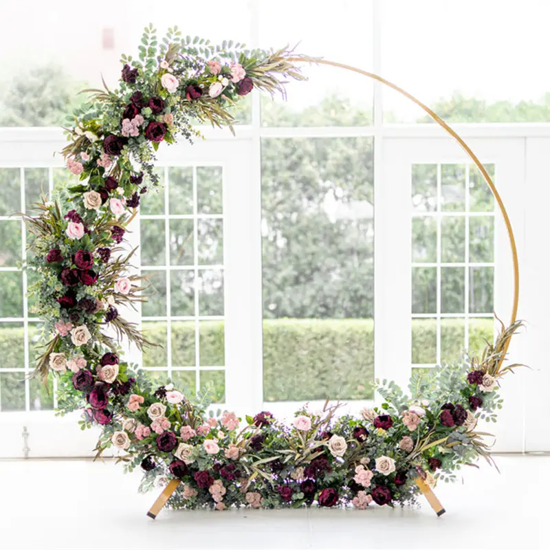 結婚式用品人工装飾フラワーアレンジメントオーダーメイドレセプションムーンゲートステージ背景リングフレームフラワーアーチ