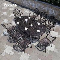 Tables et chaises de luxe en aluminium moulé pour l'extérieur, tables et chaises ovales longues, tables et chaises de jardin, villa, cour
