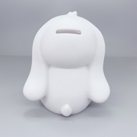 Nouveauté : Tirelire en résine en forme d'ours et de lapin, faite à la main, avec lumière lunaire 3D et peinture de surface embryonnaire blanche