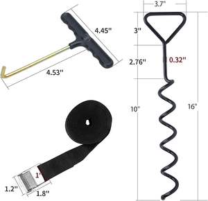 Kit d'ancrage robuste pour trampoline - Fixation au sol par vis avec pièces de fixation pour forte intensité de vent - Kit d'ancrage en spirale en acier - Product Image 2