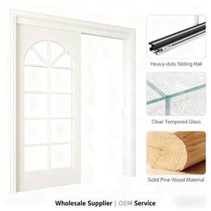 Puerta Corredera <span class=keywords><strong>de</strong></span> Madera Maciza Francesa con Diseño Colgante <span class=keywords><strong>de</strong></span> Vidrio, Separador <span class=keywords><strong>de</strong></span> Ambientes para Cocina, Sala <span class=keywords><strong>de</strong></span> Estar, Dormitorio, <span class=keywords><strong>Interior</strong></span> <span class=keywords><strong>de</strong></span> Apartamento - Product Image 2