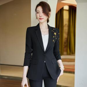 时尚大号纯色正装女式商务裤两件套 - Product Image 5