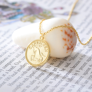 Colgante de Plata de Ley 925 con signo del zodiaco <span class=keywords><strong>Capricornio</strong></span> <span class=keywords><strong>12</strong></span>, colgante con constelaciones chapadas en oro, para mujeres - Product Image 1