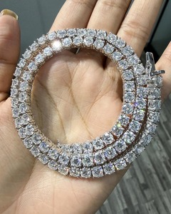 Premium Quality Moissanite Tennis Chain <b>Necklace</b> Stylish Jewelry with <b>Long</b> Lasting and Fine Finish Available At Best Price - Product Image 4