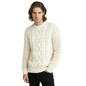 A/W 2026 Suéter de punto de cable <span class=keywords><strong>Aran</strong></span> grueso clásico para hombre al por mayor en <span class=keywords><strong>lana</strong></span> <span class=keywords><strong>merino</strong></span> 100% - Product Image 5