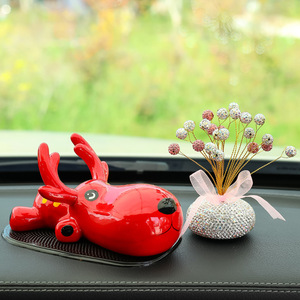 Ceramic Deer Car Ornament Cartoon Shape Decorative Interior Accessory For Car Dashboard - Product Image 4