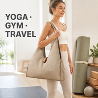 Tas Yoga Wanita Tas Gym Kompartemen Sepatu Basah Kering Pegangan Tali Matras Yoga Oxford Kasual Nilon 20-35L Kapasitas Besar Tas Travel
