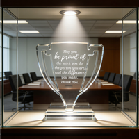 Trophée en verre transparent personnalisé en forme de trophée pour les élèves, les cadeaux de classe, les décorations de bureau des employés, les trophées en cristal acrylique, les cadeaux de récompense