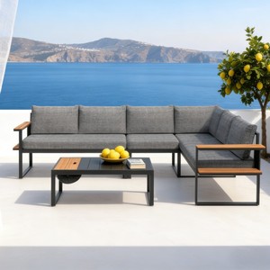 Ensemble <span class=keywords><strong>de</strong></span> canapés d'angle modulaires Dwoo 4 pièces pour patio, villa, hôtel, <span class=keywords><strong>jardin</strong></span>, <span class=keywords><strong>en</strong></span> forme <span class=keywords><strong>de</strong></span> L - Product Image 3