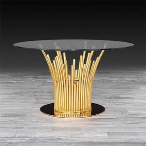 Muebles de Recepción de Lujo, Decoraciones para Eventos y Banquetes, Mesas de Boda de Acero Inoxidable con Cubierta de Vidrio Blanco - Product Image 2