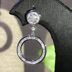 Pendientes de Lujo con Cristales Blancos en Oro Blanco, Engaste Geométrico, Plata 925, Joyería para Mujer para Fiestas - Product Image 5