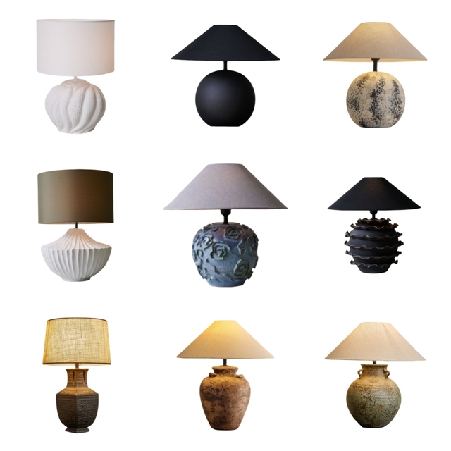 Vintage Pottery Jar Table Lamp for Hotel Living Room Bedroom Art Design Lighting Handmade Ceramic Table Lamp Linen Bedside Lamp
