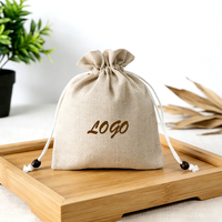 Pochette à cordon en coton et lin de haute qualité, écologique, recyclable, sac à bijoux avec logo imprimé à l'écran, sacs cadeaux