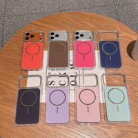 Coque de téléphone magnétique antichoc transparente avec protection d'objectif à grande fenêtre électroplaquée pour iPhone 15 14 13 12 16 17 Pro Max