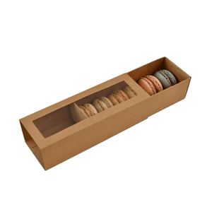Sliding Kraft Paper Food Box Macaroon Cupcake Dessert Packing Boxes With Transparent Window
