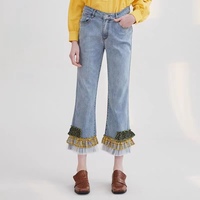 Nouveau jean en denim de luxe à volants pour filles, tendance et adapté à toutes les saisons, pantalon mignon pour filles