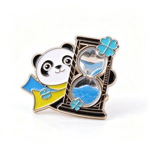 Custom Panda Hourglass Enamel <b>Pin</b> Soft Enamel Metal <b>Badge</b> Gold Plated Irregular Shape Souvenir Gift - Product Image 1