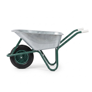 WB5008 110L Brouette de chantier robuste avec roue 4.00-8, plateau métallique en acier thermolaqué, chariot de jardin - Product Image 3