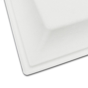 Assiettes carrées jetables biodégradables compostables écologiques blanches pour fêtes, mariages, plats à emporter, camping - Product Image 3