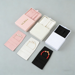 Custom Logo Rectangle Jewellery Packaging Printed Cardboard Drawer Box with Pouch <b>Bag</b> Fashion Jewelry Sliding Packaging - Product Image 6