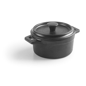 Mini Cocotte in Melamina con Coperchio, Colore Nero - Product Image 1