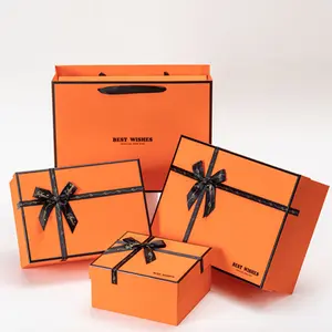 Luxus Goldfolie Logo Überraschung Zweiteilige Deckel und Basis Fliege Karton Geburtstag Geschenk papier Verpackungs box