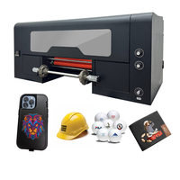 Mesin Printer UV DTF A3 CMYKWV Tinta UV Warna-warni untuk Pencetakan Label Kristal, Pembersihan Printhead Otomatis untuk Mug, Logam, Kayu, Stiker Kado