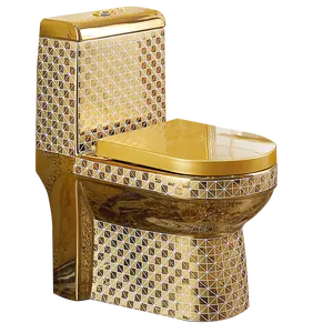 金色浴室洁具镀金设计一体式马桶抽水马桶