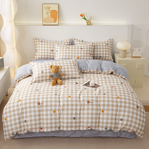 Nuevo pequeño estilo Ins fresco Aloe Vera algodón respetuoso con la piel algodón cepillado cuatro piezas Juego de cama de Cachemira botánica - Product Image 6