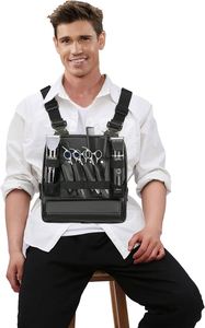 Bolsa de Herramientas Multifuncional de Cuero PVC para Peluquería Profesional, Colorida, Mediana, Negra, 27*31.5cm, con Correas para Estilistas y Peines - Product Image 2