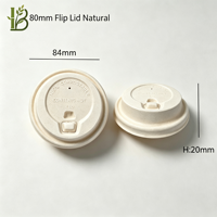 Couvercle de tasse biodégradable 80-90 mm, résistant à la chaleur, en résidus de canne à sucre, jetable, rond, design moderne et minimaliste