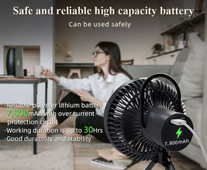 Hebron ngoài trời cắm trại Lều Quạt trần LED ánh sáng im lặng siêu gió thuận tiện mini có thể sạc lại <span class=keywords><strong>Tripod</strong></span> Fan - Product Image 6