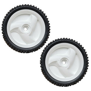 Ruedas para cortacésped, 8 pulgadas, rueda de plástico blanca y negra, A13006, paquete de 2, para accesorios de cortacésped - Product Image 1