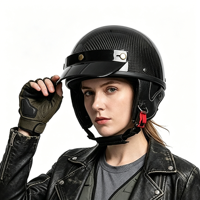 Casque de moto ouvert BAX BX-101, coque en fibre de carbone, construction en fibre de verre, doublure intérieure en EPS, certifié DOT, 3 couches