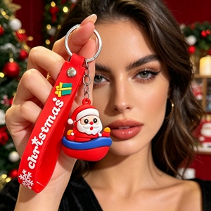 Llavero de dibujos animados navideños, accesorios de muñeco de nieve y calcetines de Navidad, colgante de muñeco de goma suave y lindo, llaveros, regalos de joyería para amigos - Product Image 4
