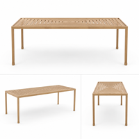 Ensemble de table et chaises de salle à manger d'extérieur moderne pour 6 personnes, mobilier de patio, structure en aluminium, table et chaises de jardin pour villa et hôtel