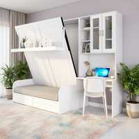 Lit mural multifonctionnel Murphy dissimulé, canapé-lit invisible pliable, bureau, armoire, lit king size illusion, cadre moderne en bois et acier