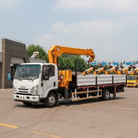 Truk 6.3 Ton Langsung dari Pabrik dengan Crane ISUZU, Crane Terpasang di Truk dengan Boom Teleskopik Bersertifikasi CE untuk Dijual