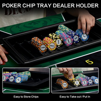 Étui pour jetons de poker en matériau PS noir, capacité de 500 jetons, organisateur universel durable de style casino pour une utilisation à la maison sur la table de jeu